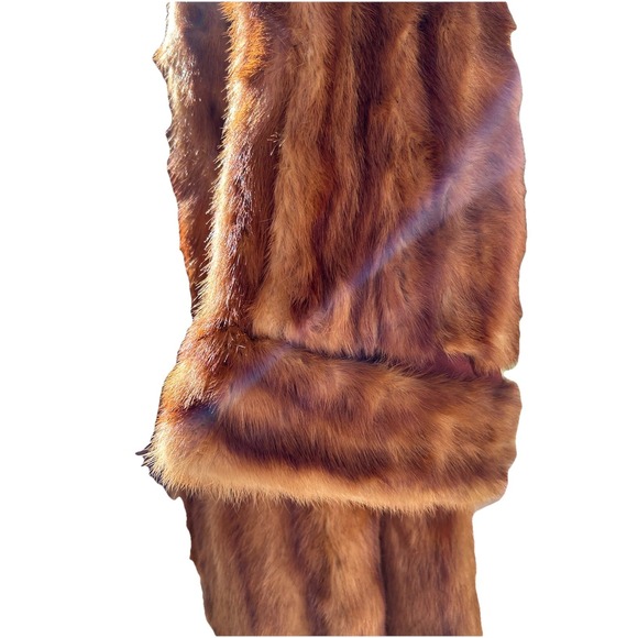 Vintage 1950s Mink Fur Coat Chestnut Lined Unbranded Mob Wife aesthetic FLAWS - Picture 11 of 12